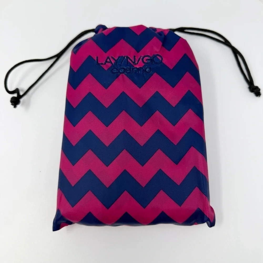Lay-n-Go Cosmo Plus Chevron Drawstring Cosmetic Bag 21” Travel makeup organizer